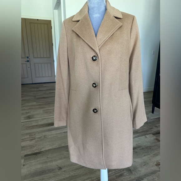 Calvin Klein Single Breasted Cashmere Wool Blend Reefer Coat - Picture 1 of 10